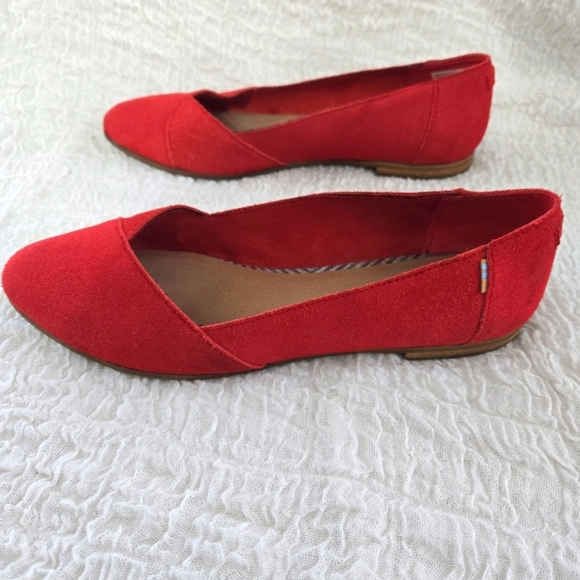 TOMS Shoes Womens W10 Jutti Neat Slip On Loafers Flats Red Suede Minimalist Shoe - Picture 7 of 12